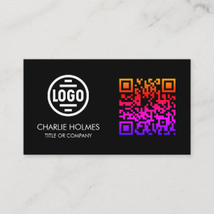 Visitekaartje met QR-code Zwart modern ontwerp