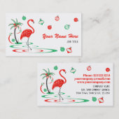 Visitekaartje met rode kerst Flamingo Baubles (Voorkant / Achterkant)