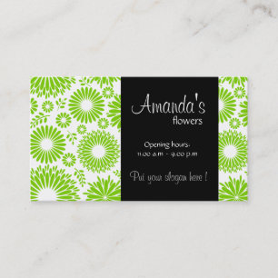 Visitekaartje met vintage bloemen groen