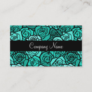 Visitekaartje met vintage turquoise rozen