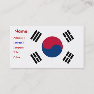 Visitekaartje met vlag van Zuid-Korea