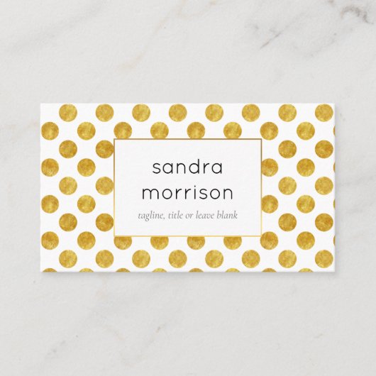visitekaartje met witte en goudstippen (Voorkant)