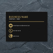 Visitekaartje met zwarte en goudpictogrammen, visi