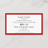 Visitekaartje met zwarte en rode bovenrand (Achterkant)