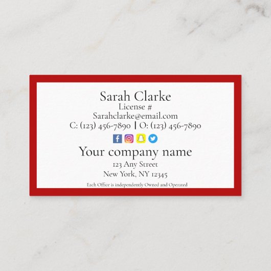 Visitekaartje met zwarte en rode bovenrand (Achterkant)