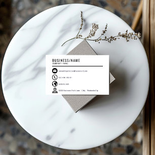 Visitekaartje met zwarte en witte pictogrammen