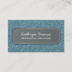 VISITEKAARTJE modern vet sprankelend blauw glitter