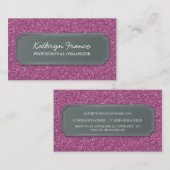 VISITEKAARTJE modern vet sprankelend roze glitter (Voorkant / Achterkant)