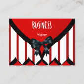 Visitekaartje Modern Zwart Rood Wit Stripe Bow (Voorkant)