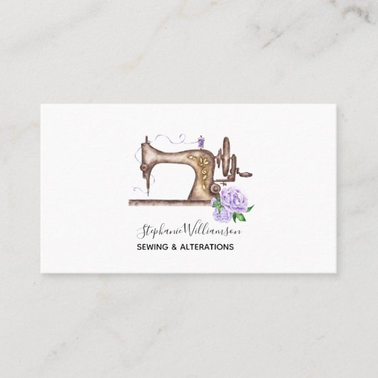 Visitekaartje naaimachine Waterverf (Voorkant)