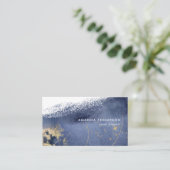 Visitekaartje Navy and Gold Lunar Brush Strokes (Staand voorkant)