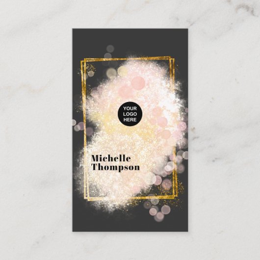 Visitekaartje op het Black and Gold Bokeh Square (Voorkant)
