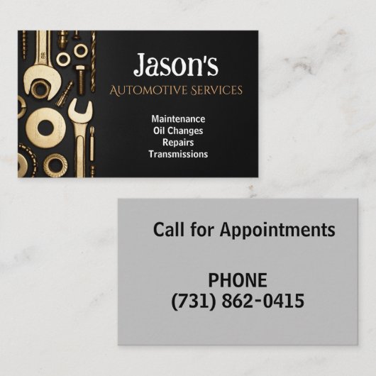 Visitekaartje over het thema Mechincs Tools (Voorkant / Achterkant)