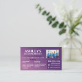 Visitekaartje Paarse reinigingsservice (Staand voorkant)