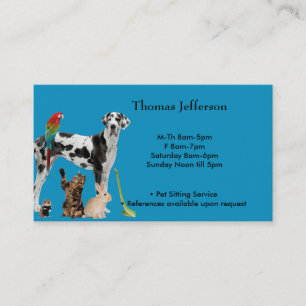 Visitekaartje Pet Sitting Service Klantenkaartje