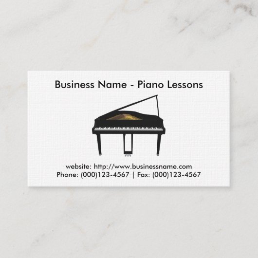 Visitekaartje Piano Lessons: Piano 3D-model (Voorkant)