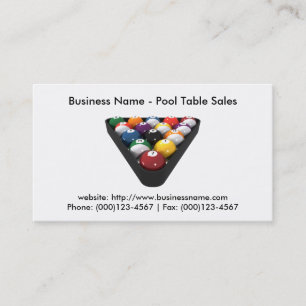 Visitekaartje: Pool Table Sales Visitekaartje