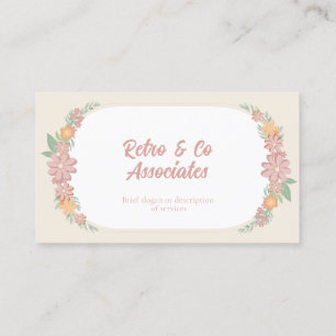 Visitekaartje, Retro Pastel Bloemen, geen logo Visitekaartje