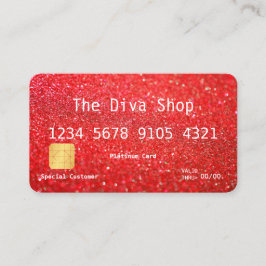 Visitekaartje | Rood creditcard Glitter