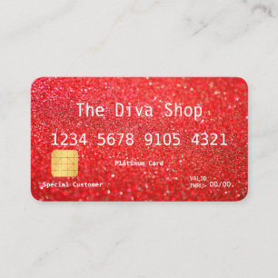 Visitekaartje Rood creditcard Glitter
