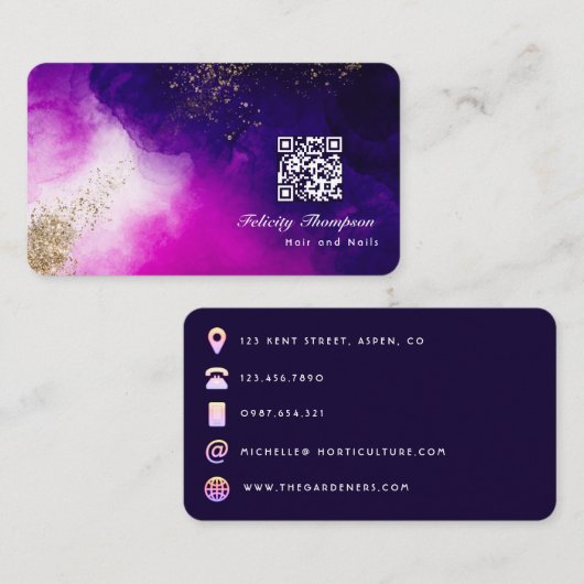 Visitekaartje Roze en goudpenselen (Voorkant / Achterkant)