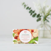 Visitekaartje roze en groene bloemen (Staand voorkant)