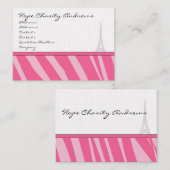 Visitekaartje Roze Zebra Damask Eiffeltoren (Voorkant / Achterkant)