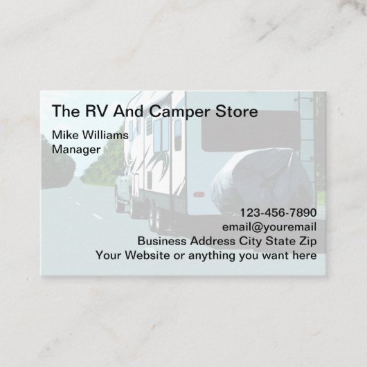 Visitekaartje RV en Camper Store (Voorkant)
