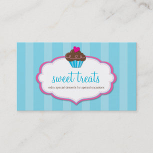 VISITEKAARTJE schattig vet cupcake aqua blauw roze