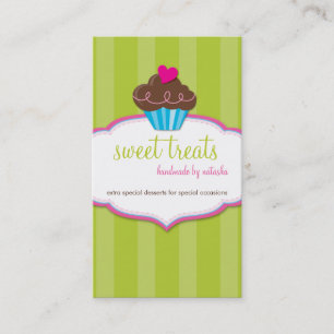 VISITEKAARTJE schattig vet cupcake lime groen roze