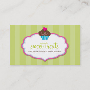 VISITEKAARTJE schattig vet cupcake lime groen roze