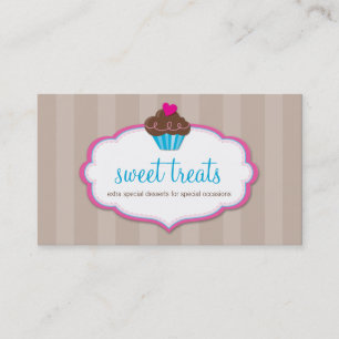 VISITEKAARTJE schattig vet cupcake mocha bruin roz