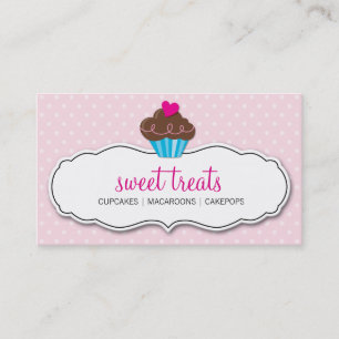 VISITEKAARTJE schattig vet cupcake pastel roze
