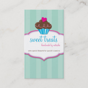 VISITEKAARTJE schattig vet cupcake roze mint groen