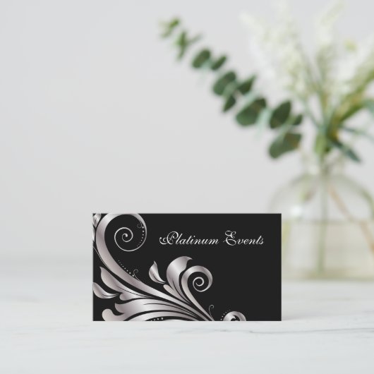 Visitekaartje Silver Leaf Event Planner (Staand voorkant)