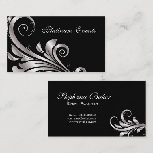 Visitekaartje Silver Leaf Event Planner (Voorkant / Achterkant)
