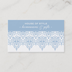 VISITEKAARTJE stijlvol Damask Pastel bleek blauw