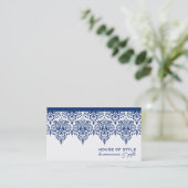 VISITEKAARTJE stijlvol Damask Royal Navy blauw wit (Staand voorkant)
