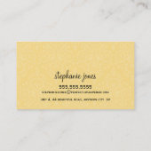 VISITEKAARTJE stijlvol Damask zwart citroengeel (Achterkant)