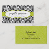 VISITEKAARTJE Stijlvolle Damask Black Helder Groen (Voorkant / Achterkant)