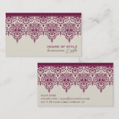 VISITEKAARTJE stijlvolle Damask Cranberry Red Crea (Voorkant / Achterkant)