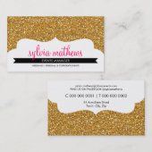 VISITEKAARTJE stijlvolle glitter sparkle goudroze (Voorkant / Achterkant)