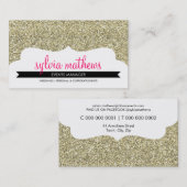 VISITEKAARTJE stijlvolle glitter sparkle goudroze (Voorkant / Achterkant)