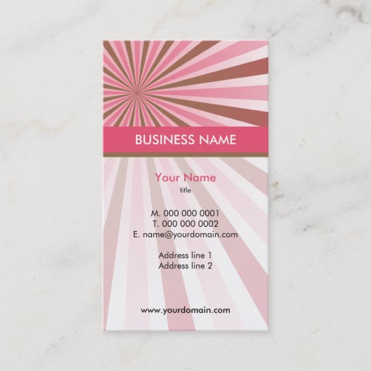 VISITEKAARTJE: stralen 6 Visitekaartje (Voorkant)