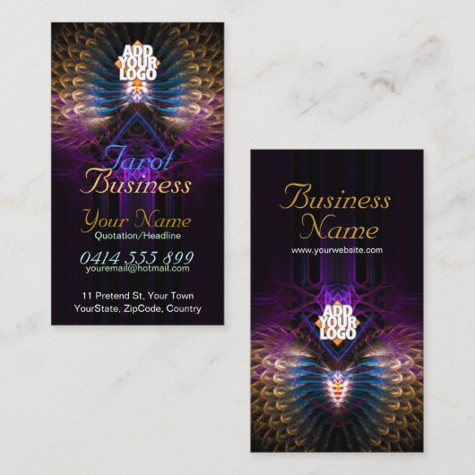 Visitekaartje Tarot Fractal Feathers (Voorkant / Achterkant)