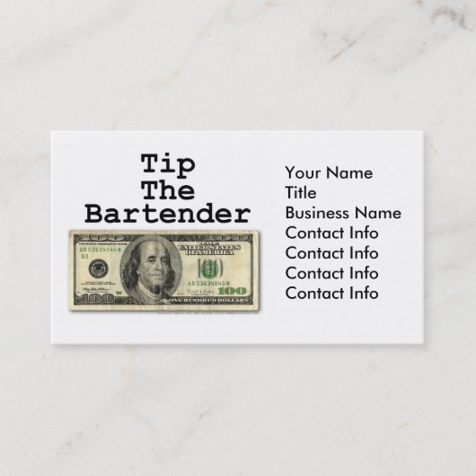 visitekaartje - TIP DE BARTENDER! (Voorkant)