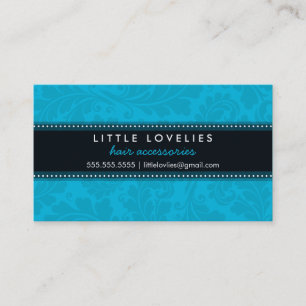 VISITEKAARTJE trendy bloeien aqua blauw zwart