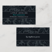 VISITEKAARTJE trendy flourish grijze houtskool zwa (Voorkant / Achterkant)