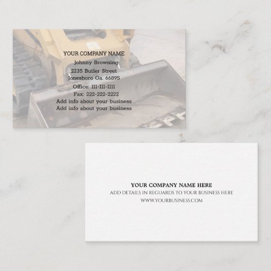 Visitekaartje uitgravingsservice (Voorkant / Achterkant)