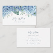 Visitekaartje van blauwe hydrangebloemen (Voorkant / Achterkant)